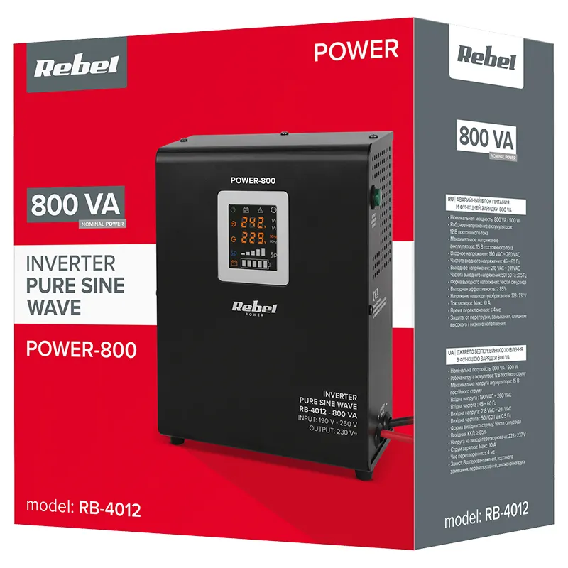 UPS Centrale Sinus Pur 800VA 500W 12V Rebel
